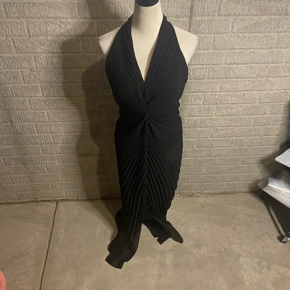 Joseph Ribkoff | Dresses | Vintage Joseph Ribkoff Black Sunburst Crepe  Pleat Halter Neck Dress Size | Poshmark